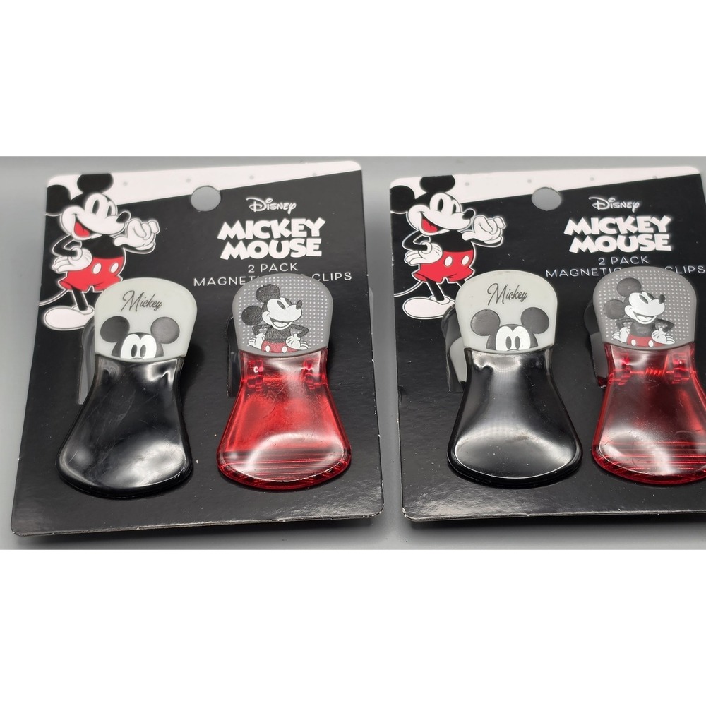 Disney Mickey Mouse Magnetic Bag Clips 2 Packs 4 Clips Total New Sealed